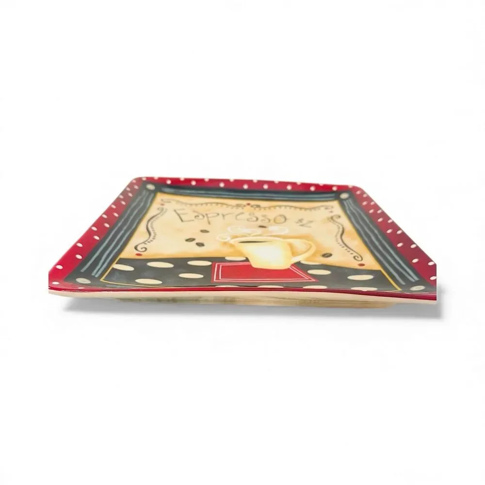 Certified International Coffee Café Espresso 11” Square Plate Discontinued